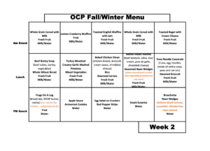 OCP Fall / Winter Menu - Week 2